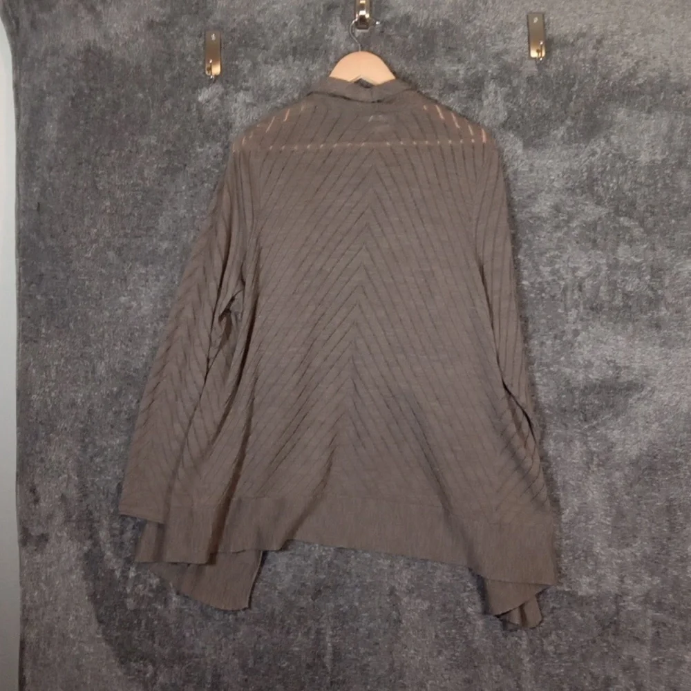 Tahari Waterfall Drape Open Cardigan Extra Fine Merino Wool Womens - Picture 4 of 7
